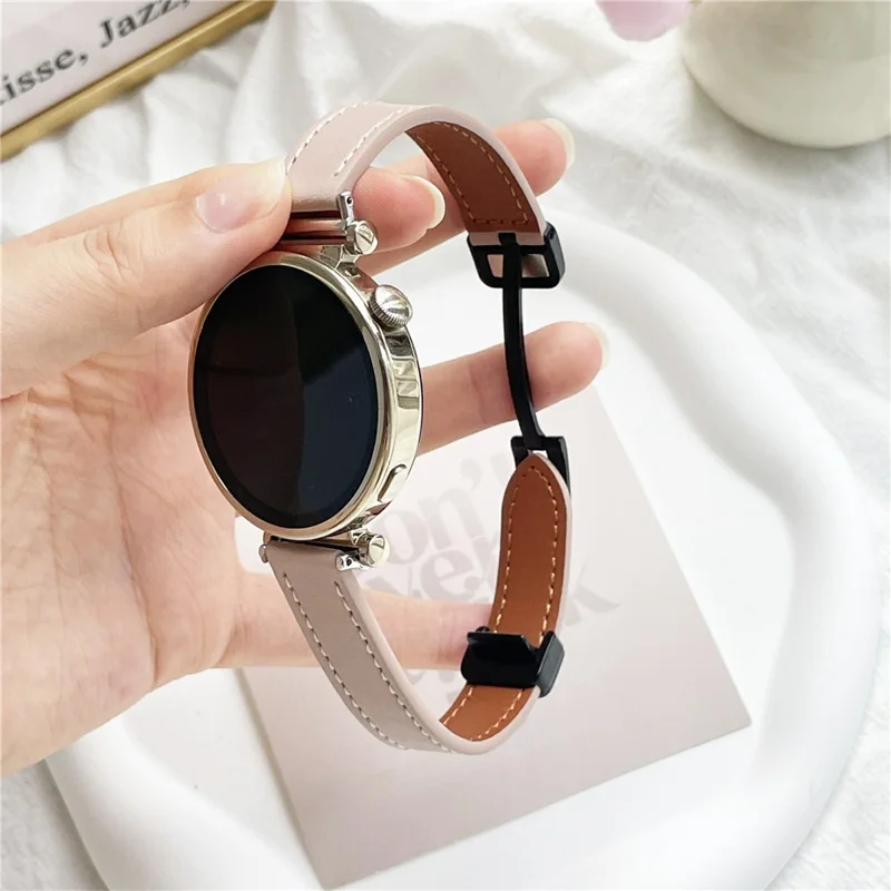 For Samsung Galaxy Watch7 / Watch FE / Watch6 / Watch 5 / Watch4 Universal 20mm Magnetic Buckle Slim Microfiber Leather Watch Strap - Pink