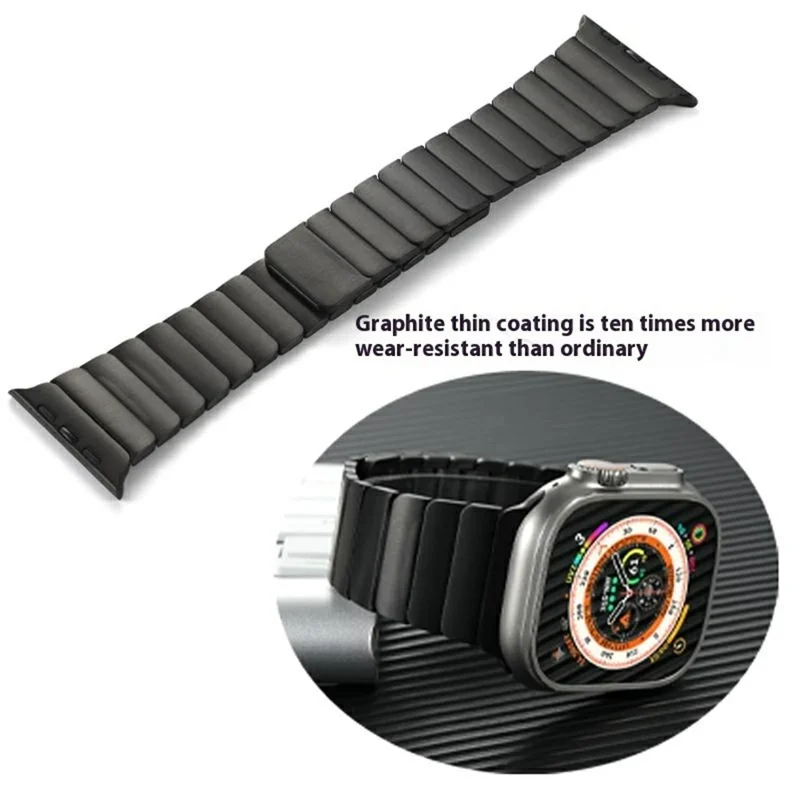 For Apple Watch Ultra 3 2 1 49mm / Series 11 10 46mm / 9 8 7 45mm / SE3 SE2 SE 6 5 4 44mm / 3 2 1 42mm Magnetic Metal Watch Strap - Black