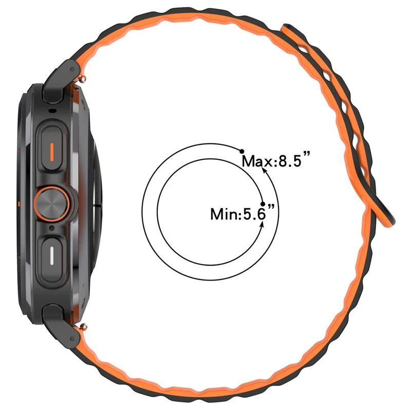 For Samsung Galaxy Watch Ultra 47mm Magnetic Silicone Wrist Strap Adjustable Loop Band - Black+Orange