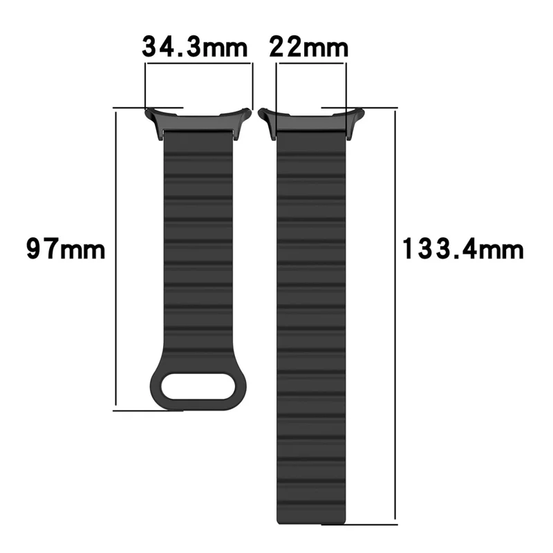 For Samsung Galaxy Watch Ultra 47mm Magnetic Silicone Wrist Strap Adjustable Loop Band - Black+Orange