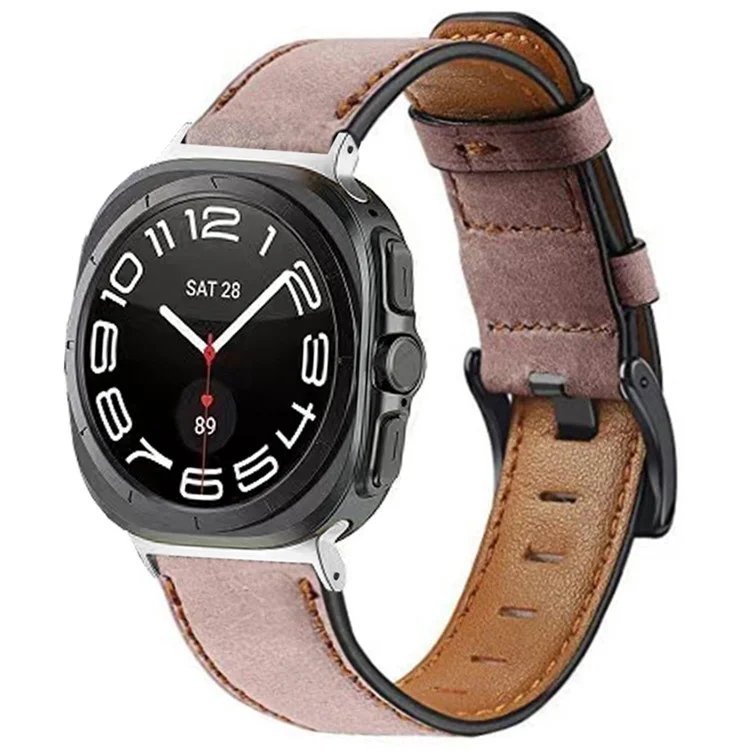 Per Samsung Galaxy Watch Ultra 47mm Vintage Watch Strap Sostituzione PU Pelle Cinturino da Polso - Rosa