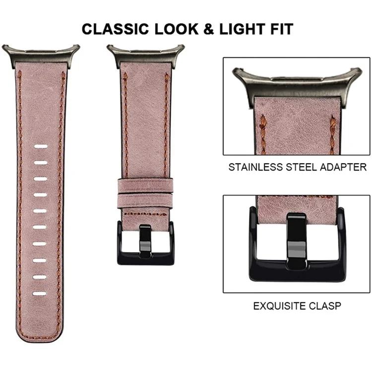 Per Samsung Galaxy Watch Ultra 47mm Vintage Watch Strap Sostituzione PU Pelle Cinturino da Polso - Rosa