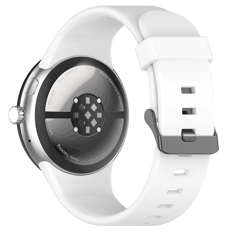 For Google Pixel Watch 3 45mm Silicone Watch Band Replacement Strap with Metal Connector - White