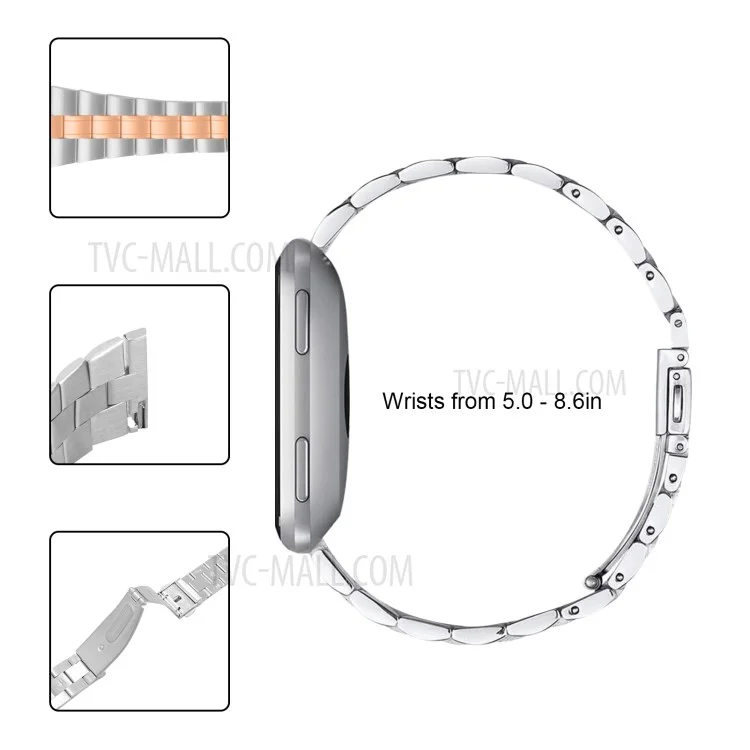 Three Bead Buckle Stainless Steel Chain Watchband Replacement for Apple Watch Series 10 42mm / 9 8 7 41mm / 6 5 4 SE SE (2022) SE (2023) 40mm / 3 2 1 38mm - Gold