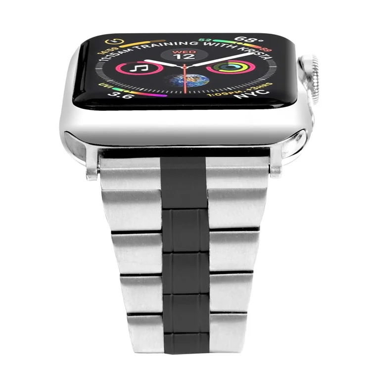 Stainless Steel Chain Replacement Three Bead Buckle Watchband for Apple Watch Series 10 46mm / Ultra 2 Ultra 49mm / 9 8 7 45mm / SE (2023) SE (2022) SE 6 5 4 44mm / 3 2 1 42mm - Black