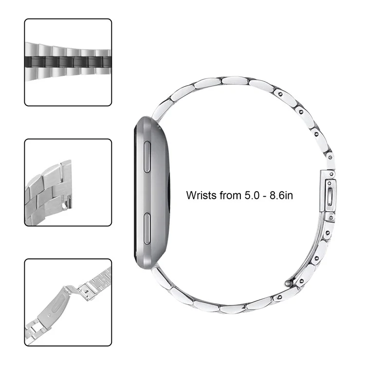 Substituição da Corrente de Aço Inoxidável Três Fivela de Fivela Apple Watch Series 7 45mm / Série 6/5/4/SE 44mm Series 3/2/1 42mm - Preto