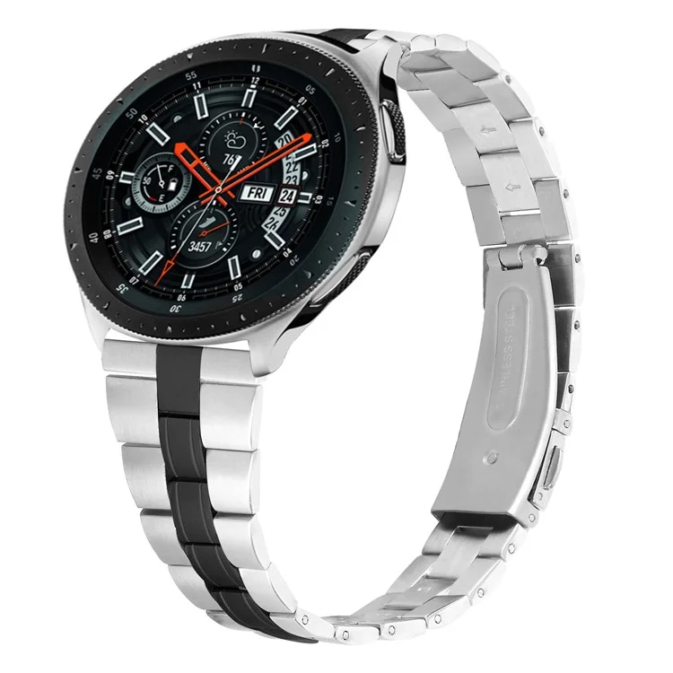 Catena In Acciaio Inox Tre Perline Design Design Design Sostituzione Per Samsung Galaxy Watch 46mm / Gear S3 Classic / Frontier - Nero