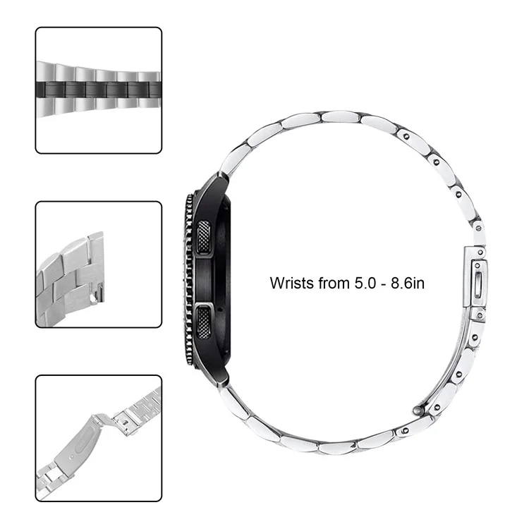 Stainless Steel Chain Three Bead Buckle Design Watchband Replacement for Samsung Galaxy Watch 46mm/Gear S3 Classic/Frontier - Black