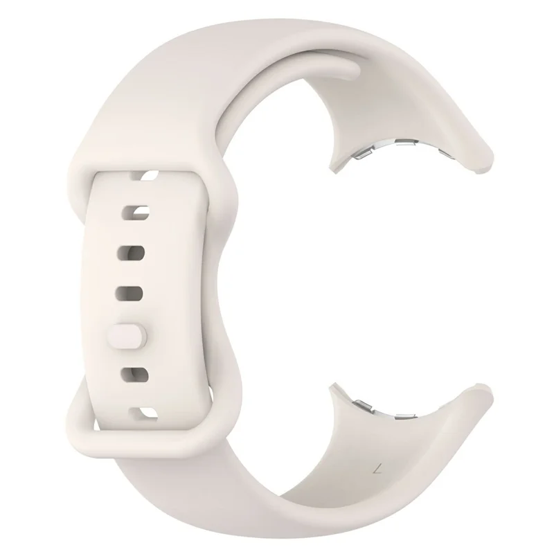 For Google Pixel Watch 3 45mm Replacement Strap 8 Shape Silicone Watch Band with Color Buckle, Size L - Official White