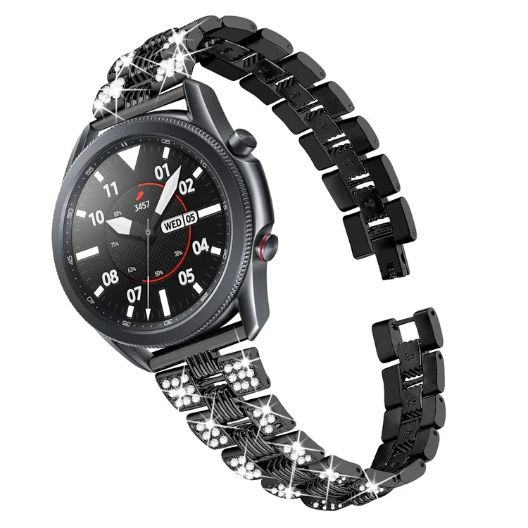 Rhinestone Decor Thread Watch Strap Ersatz Für Samsung Galaxy Watch3 41mm - Schwarz