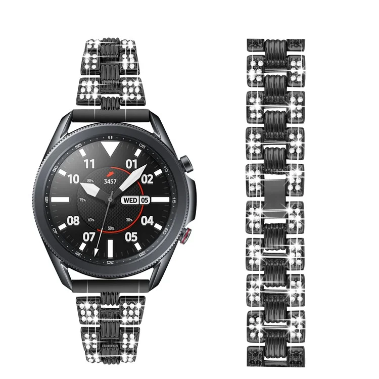 Rhinestone Decor Thread Watch Strap Ersatz Für Samsung Galaxy Watch3 41mm - Schwarz