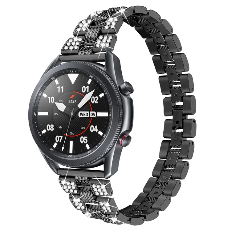 Rhinestone Decor Thread Watch Strap Ersatz Für Samsung Galaxy Watch3 41mm - Schwarz
