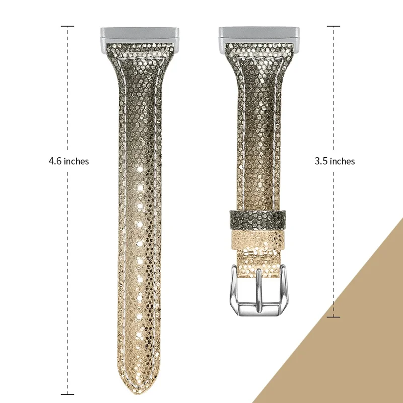 Градиент Блеск Поверхности Подлинная Кожаная Часовая Замена Ремня Для Fitbit Versa 3/Sense - Золото