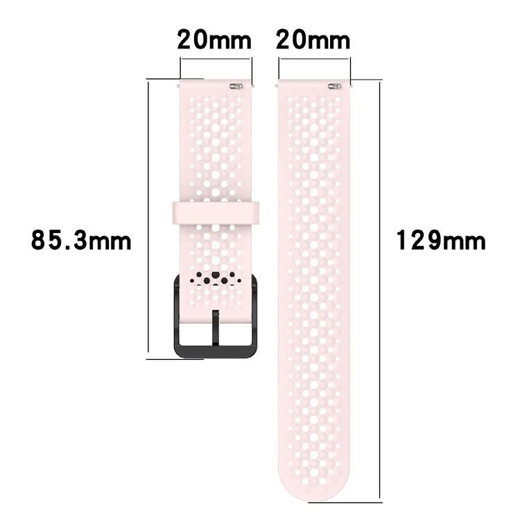 For Samsung Galaxy Watch FE 40mm / Watch7 44mm / 40mm Silicone 20mm Multiple Holes Breathable Watch Strap - Black