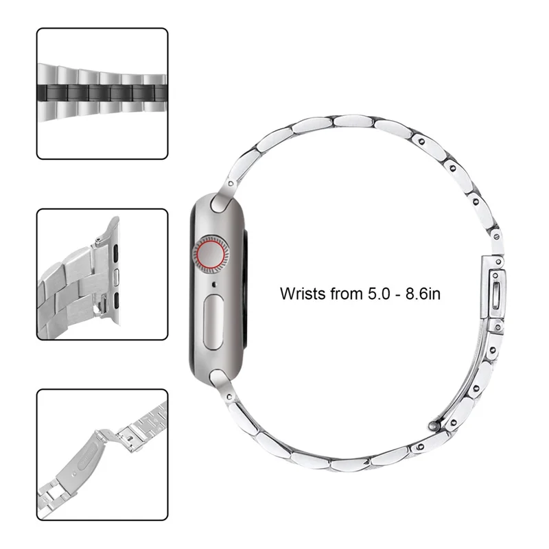 Catena in acciaio inossidabile a tre perline per cinturino di ricambio Fitbit Versa/Versa 2 - Nero