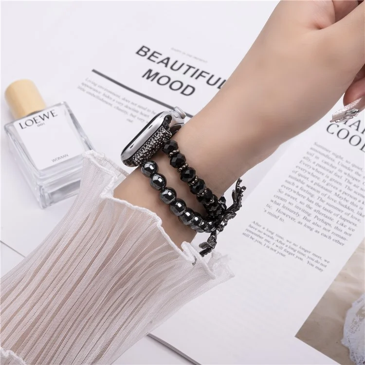 Per Apple Watch 10 46mm / Ultra 2 / Ultra 49mm / 9 8 7 45mm / SE (2023) SE (2022) SE 6 5 4 44mm / 3 2 1 42mm Spider Beads Strap - Nero