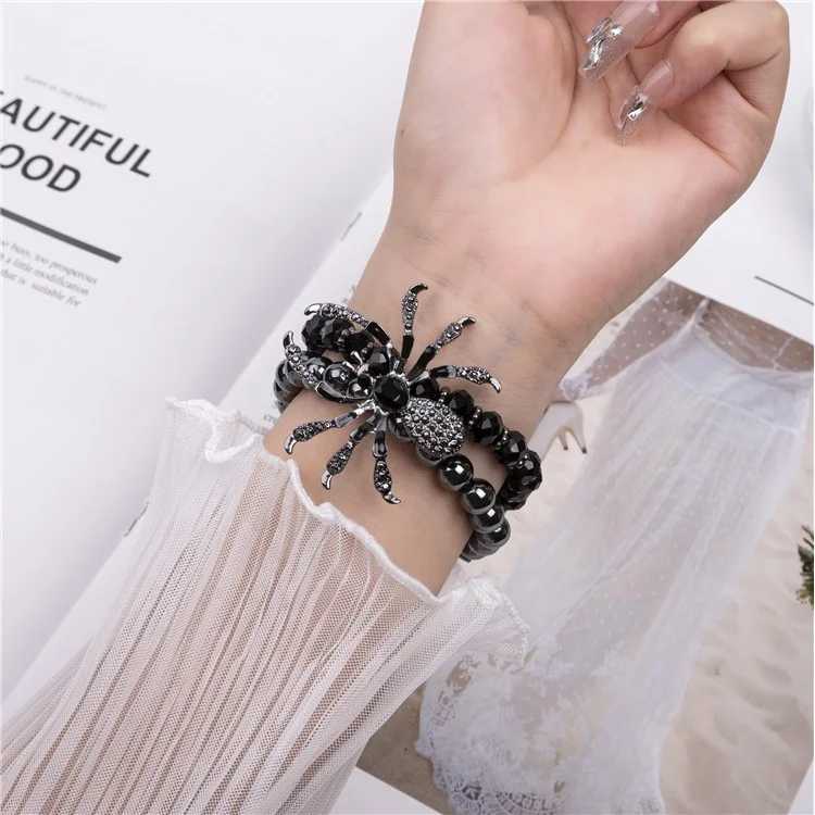 Per Apple Watch 10 46mm / Ultra 2 / Ultra 49mm / 9 8 7 45mm / SE (2023) SE (2022) SE 6 5 4 44mm / 3 2 1 42mm Spider Beads Strap - Nero