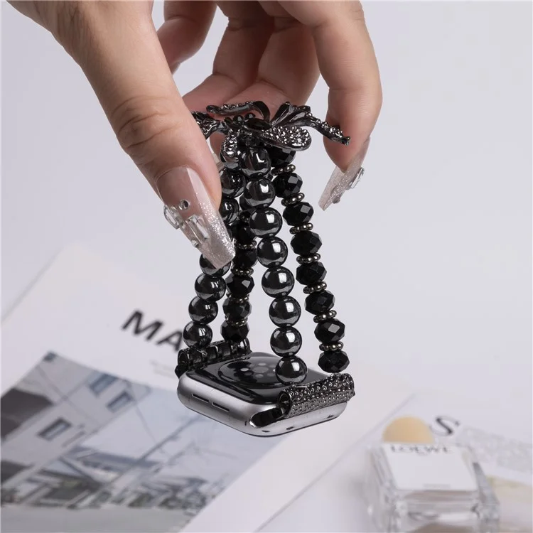 Per Apple Watch 10 46mm / Ultra 2 / Ultra 49mm / 9 8 7 45mm / SE (2023) SE (2022) SE 6 5 4 44mm / 3 2 1 42mm Spider Beads Strap - Nero