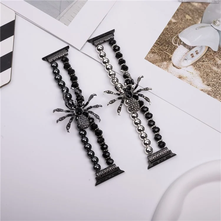 Per Apple Watch 10 46mm / Ultra 2 / Ultra 49mm / 9 8 7 45mm / SE (2023) SE (2022) SE 6 5 4 44mm / 3 2 1 42mm Spider Beads Strap - Nero
