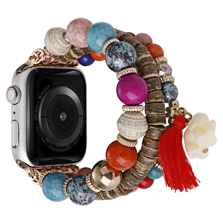 Para Apple Watch 10 46mm / Ultra 2 / Ultra 49mm / 9 8 7 45mm / SE (2023) SE (2022) SE 6 5 4 44mm / 3 2 1 42mm Beads Strap Elephant Pendant - Multi-Color