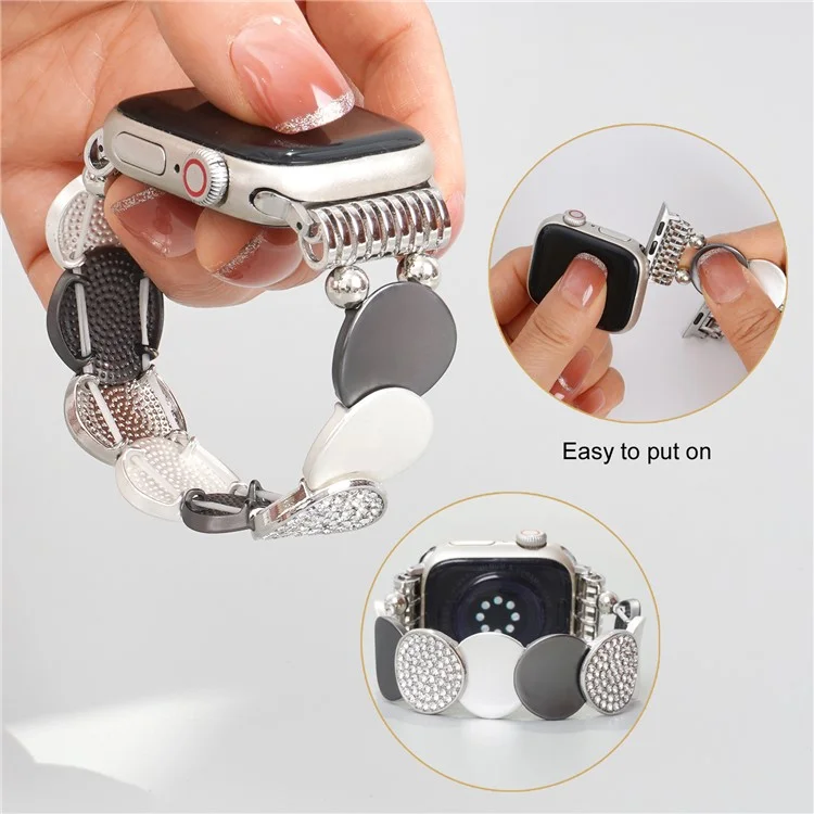 Für Apple Watch Series 10 42mm / 9 8 7 41mm / SE (2023) SE (2022) SE 6 5 4 40mm / 3 2 1 38mm Runde Teile Zinklegierung Armband