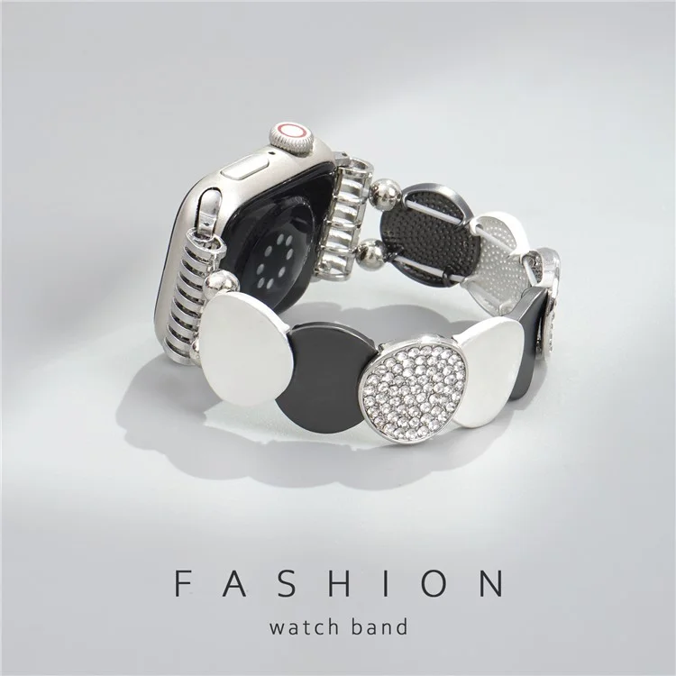 Für Apple Watch Series 10 42mm / 9 8 7 41mm / SE (2023) SE (2022) SE 6 5 4 40mm / 3 2 1 38mm Runde Teile Zinklegierung Armband