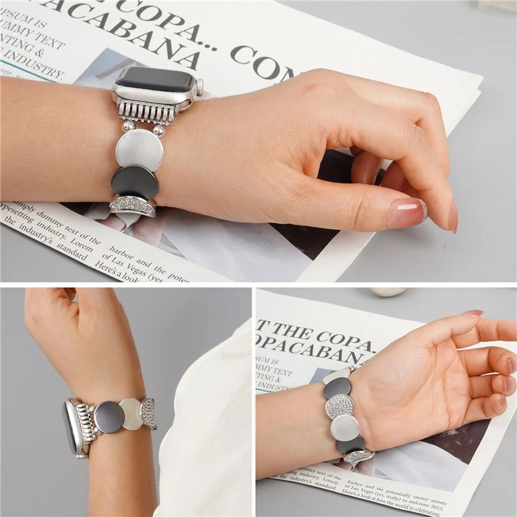 Für Apple Watch Series 10 42mm / 9 8 7 41mm / SE (2023) SE (2022) SE 6 5 4 40mm / 3 2 1 38mm Runde Teile Zinklegierung Armband