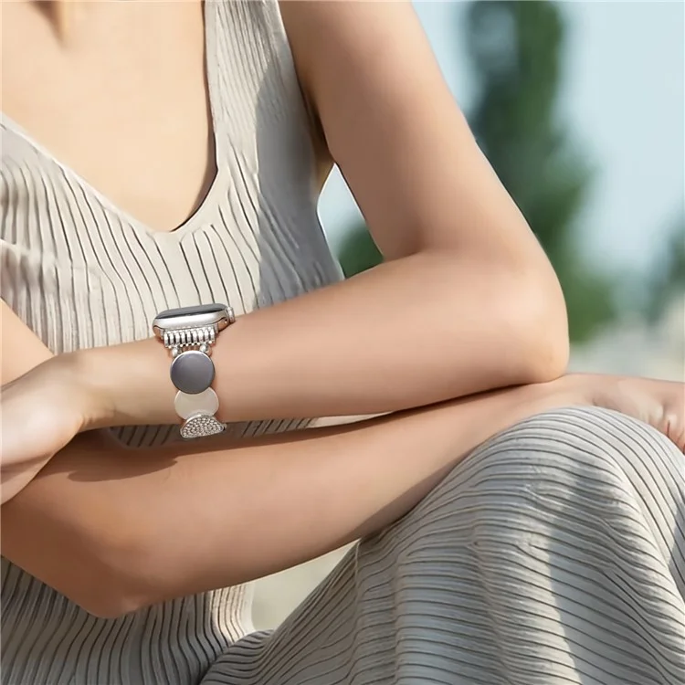 Für Apple Watch Series 10 42mm / 9 8 7 41mm / SE (2023) SE (2022) SE 6 5 4 40mm / 3 2 1 38mm Runde Teile Zinklegierung Armband