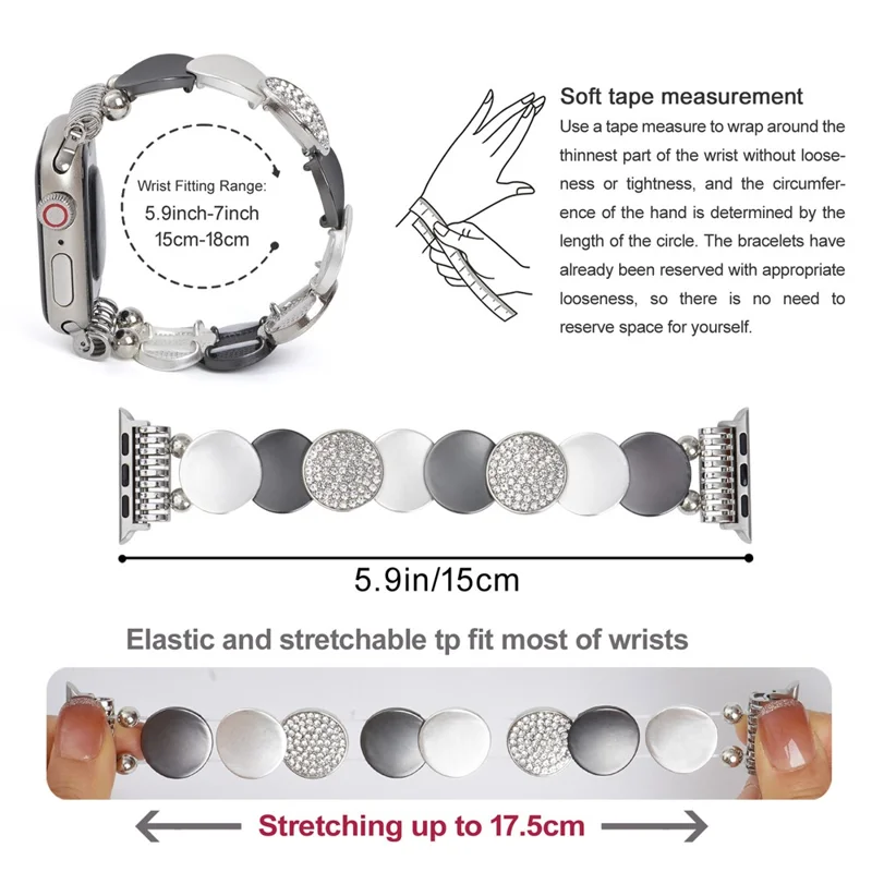 Per Apple Watch 10 46 mm / Ultra 2 / Ultra 49 mm / 9 8 7 45 mm / SE (2023) SE (2022) SE 6 5 4 44 mm / 3 2 1 42 mm Round Pieces Zinc Alloy Strap