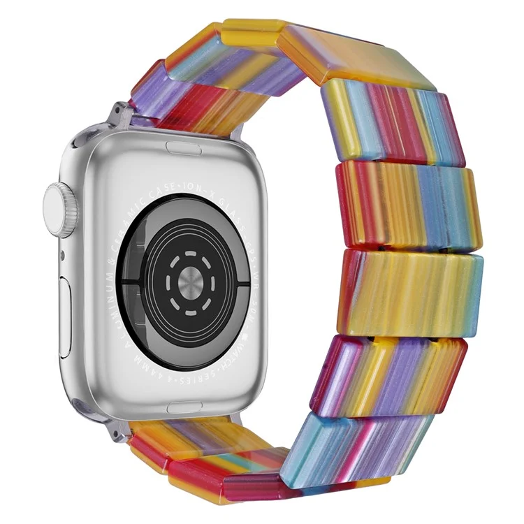 Für Apple Watch Series 10 42mm / 9 8 7 41mm / SE (2023) SE (2022) SE 6 5 4 40mm / 3 2 1 38mm Resin Blocks Strap - Regenbogen