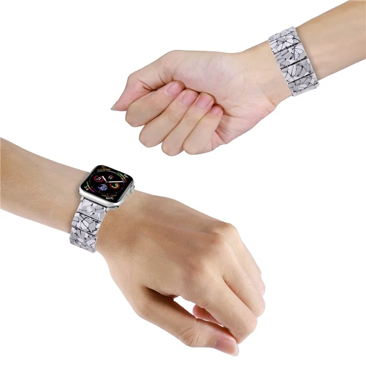Für Apple Watch Series 10 42mm / 9 8 7 41mm / SE (2023) SE (2022) SE 6 5 4 40mm / 3 2 1 38mm Resin Blocks Strap - Regenbogen
