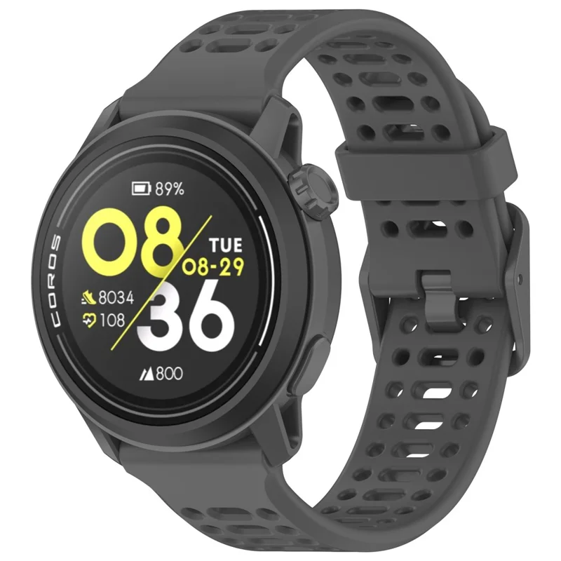Para Coros Pace 3 Liquid Silicone Watch Band Adjustable Wrist Strap - Dark Grey