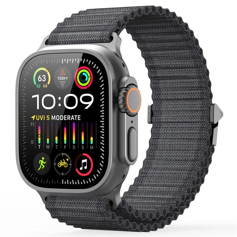 DUX DUCIS For Apple Watch Series 10 42mm / 9 8 7 41mm / SE (2023) SE (2022) SE 6 5 4 40mm / 3 2 1 38mm Nylon Watch Band Hook Buckle - Dark Grey