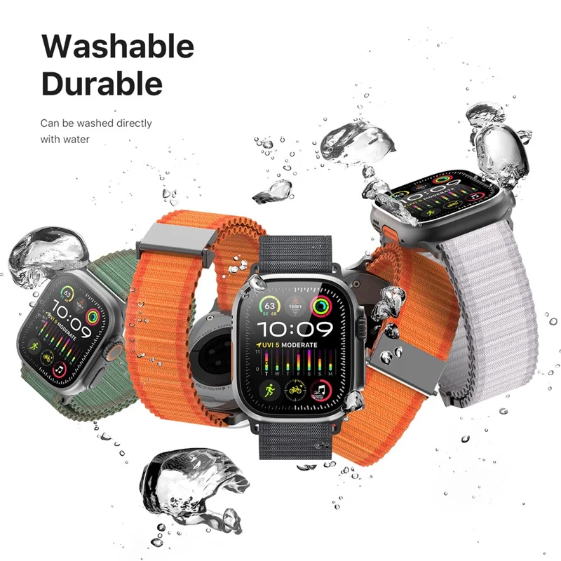 DUX DUCIS For Apple Watch Series 10 42mm / 9 8 7 41mm / SE (2023) SE (2022) SE 6 5 4 40mm / 3 2 1 38mm Nylon Watch Band Hook Buckle - Dark Grey
