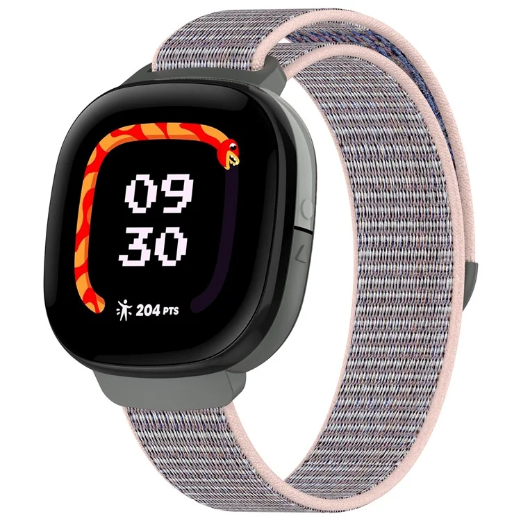 For Fitbit Ace LTE Children Watch Watchband Round Tail Braided Nylon Wrist Strap - Pink