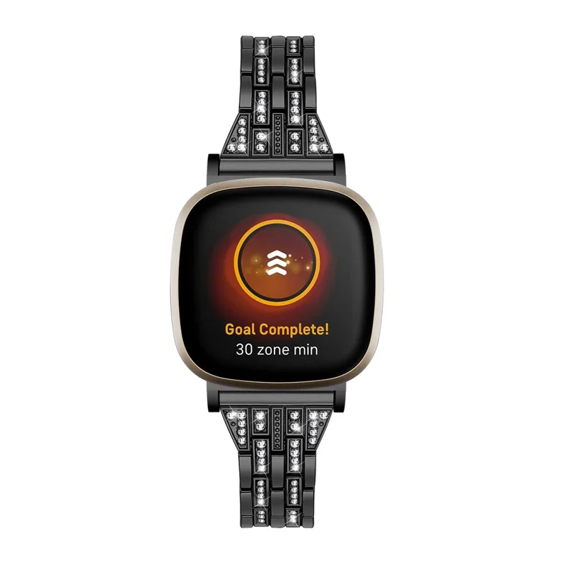Pulseira de Relógio com Decoração de Strass de Liga de Zinco para Fitbit Sense / Fitbit Versa 3 - Preto
