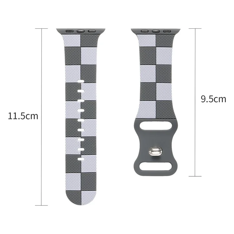 Para Apple Watch Series 10 42mm / 9 8 7 41mm / SE (2023) SE (2022) SE 6 5 4 40mm / 3 2 1 38mm Pulsera de silicona a cuadros - Marrón