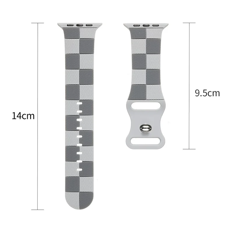 For Apple Watch 10 46mm / Ultra 2 / Ultra 49mm / 9 8 7 45mm / SE (2023) SE (2022) SE 6 5 4 44mm / 3 2 1 42mm Checkerboard Silicone Band - Brown