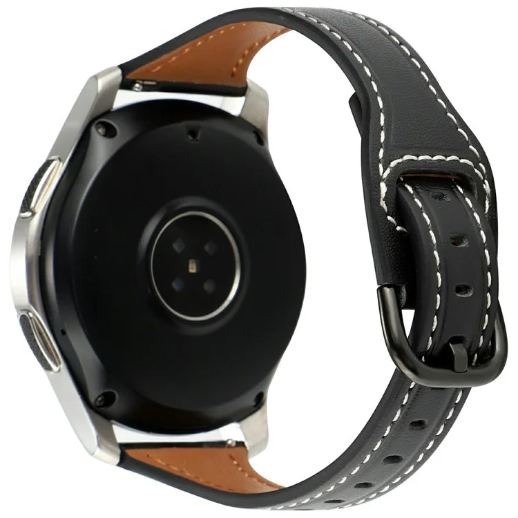 Per Huawei Watch GT 4 41mm / Garmin Venu 3S Cinturino in vera pelle bovina 20mm - Nero+Fibbia Nera