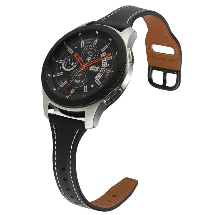Per Huawei Watch GT 4 41mm / Garmin Venu 3S Cinturino in vera pelle bovina 20mm - Nero+Fibbia Nera