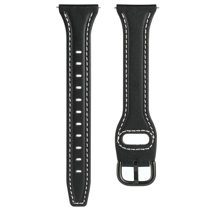 Per Huawei Watch GT 4 41mm / Garmin Venu 3S Cinturino in vera pelle bovina 20mm - Nero+Fibbia Nera