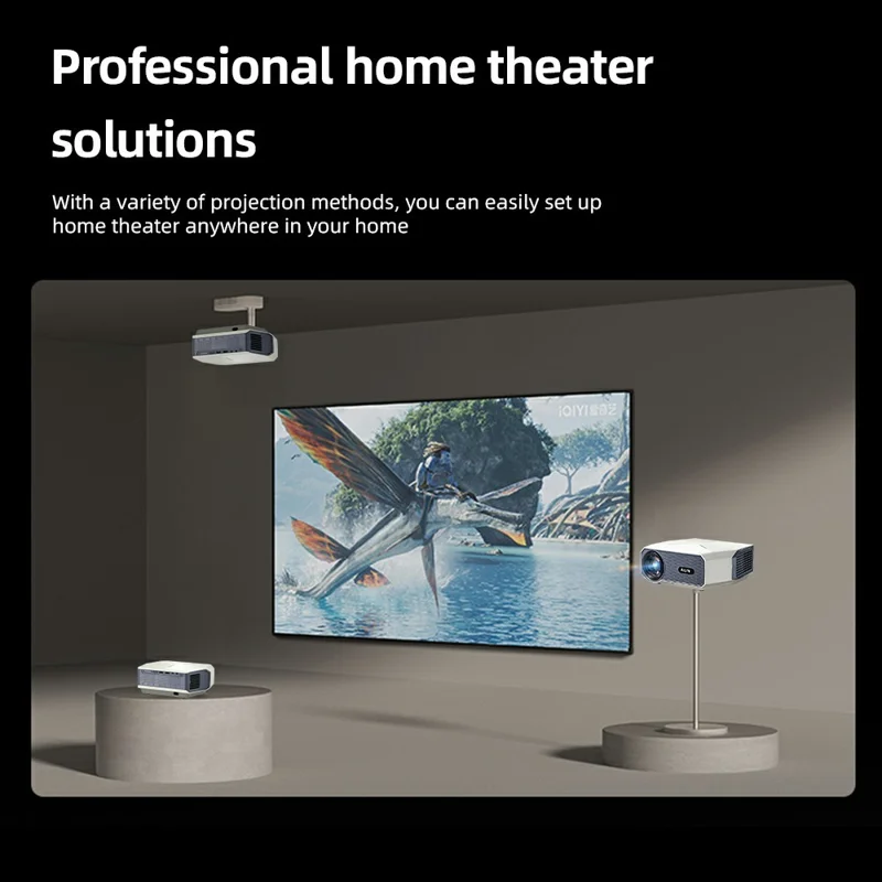 AUN A004 Pro 4-inch LCD Full HD 1080P Home Theater WiFi+Bluetooth-compatible Android 9.0 Projector - AU Plug