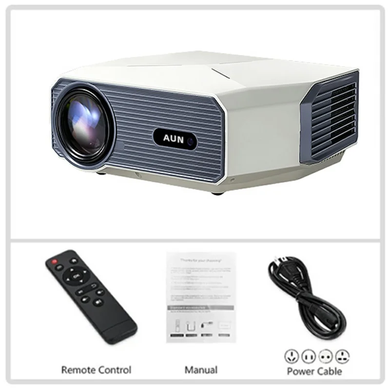 AUN A004 Pro 4-inch LCD Full HD 1080P Home Theater WiFi+Bluetooth-compatible Android 9.0 Projector - AU Plug