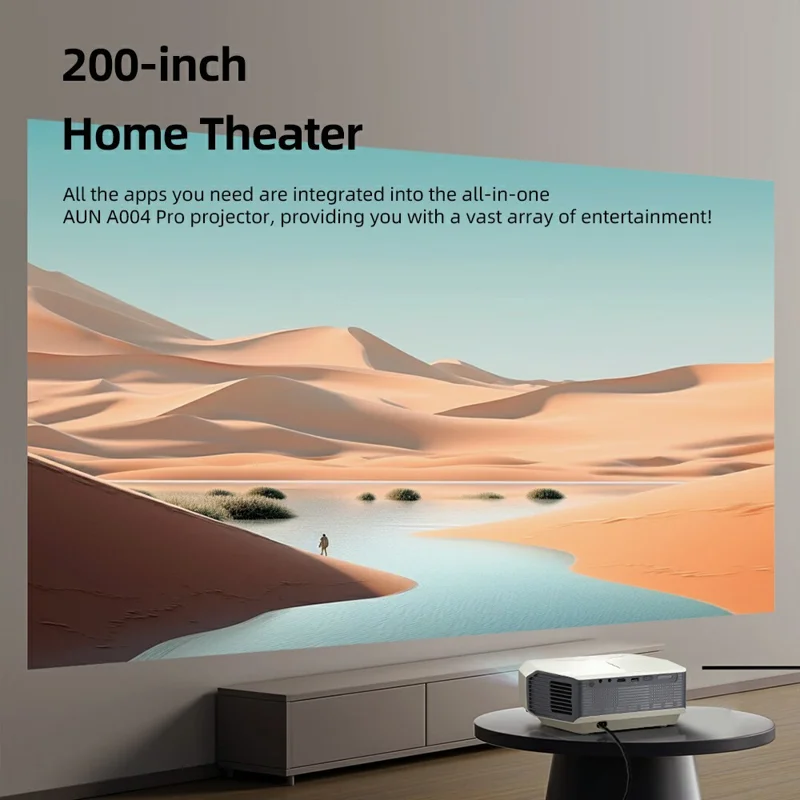 AUN A004 Pro 4-inch LCD Full HD 1080P Home Theater WiFi+Bluetooth-compatible Android 9.0 Projector - AU Plug