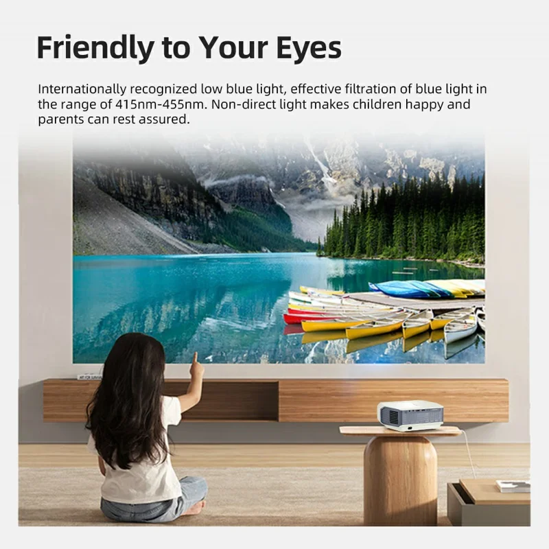 AUN A004 Pro 4-inch LCD Full HD 1080P Home Theater WiFi+Bluetooth-compatible Android 9.0 Projector - AU Plug