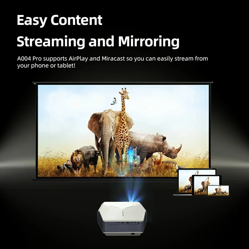 AUN A004 Pro 4-inch LCD Full HD 1080P Home Theater WiFi+Bluetooth-compatible Android 9.0 Projector - AU Plug
