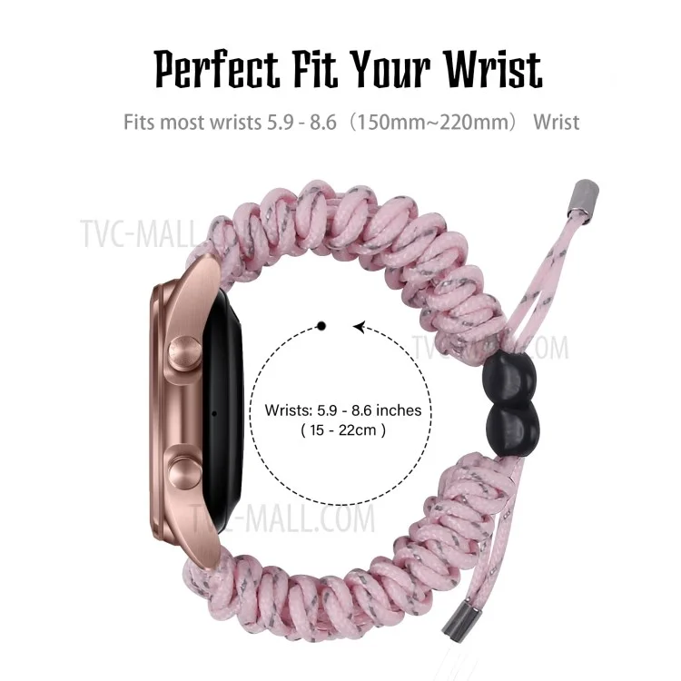 New Style Multi-Color Braided Rope Adjustable Watchband Replacement for Samsung Galaxy Watch3 41mm - Pink