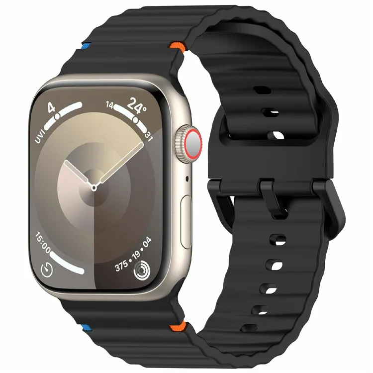 Silicone Strap for Apple Watch Series 10 42mm  /  Series 9 8 7 41mm  /  SE (2023) SE (2022) SE 6 5 4 40mm  /  3 2 1 38mm Band - Black