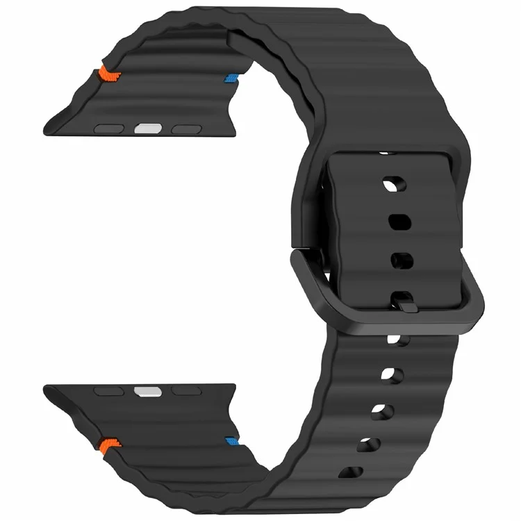 Silicone Strap for Apple Watch Series 10 42mm  /  Series 9 8 7 41mm  /  SE (2023) SE (2022) SE 6 5 4 40mm  /  3 2 1 38mm Band - Black