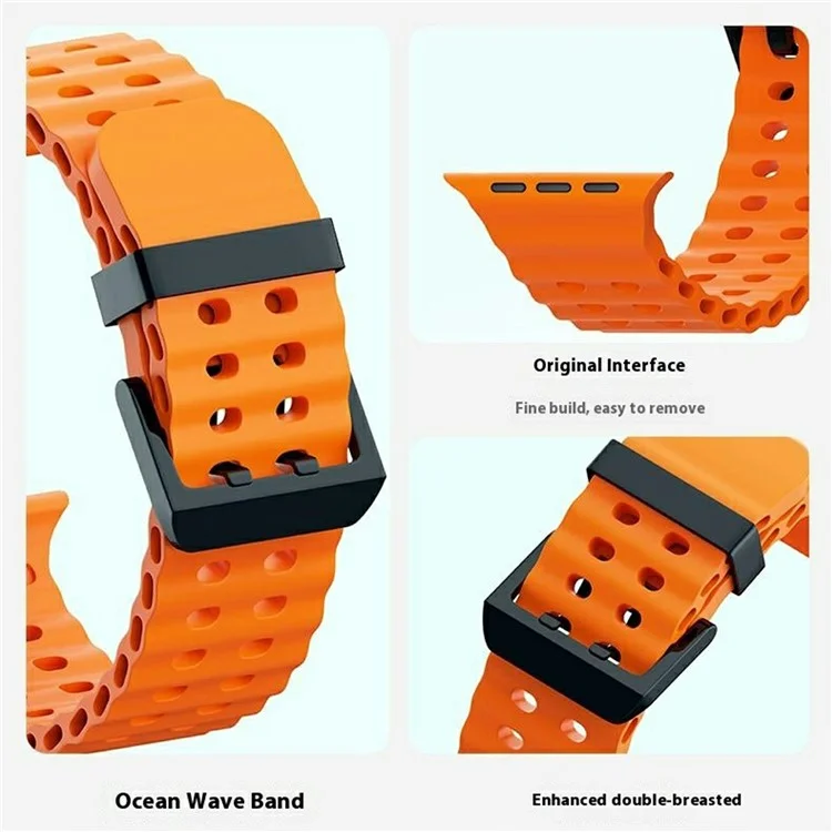 Silicone Strap for Apple Watch Series 10 46mm / Ultra 2 Ultra 49mm / Series 9 8 7 45mm / SE (2023) SE (2022) SE 6 5 4 44mm / 3 2 1 42mm - Orange